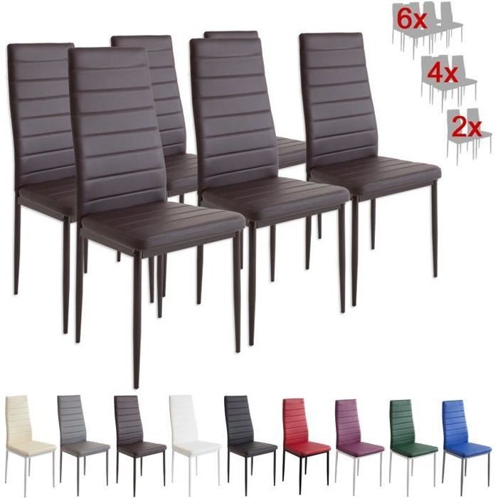 Chaises Milano marron - ALBATROS - Lot de 6 - Simili - Métal - Salle à manger - 6 places - Contemporain - Design