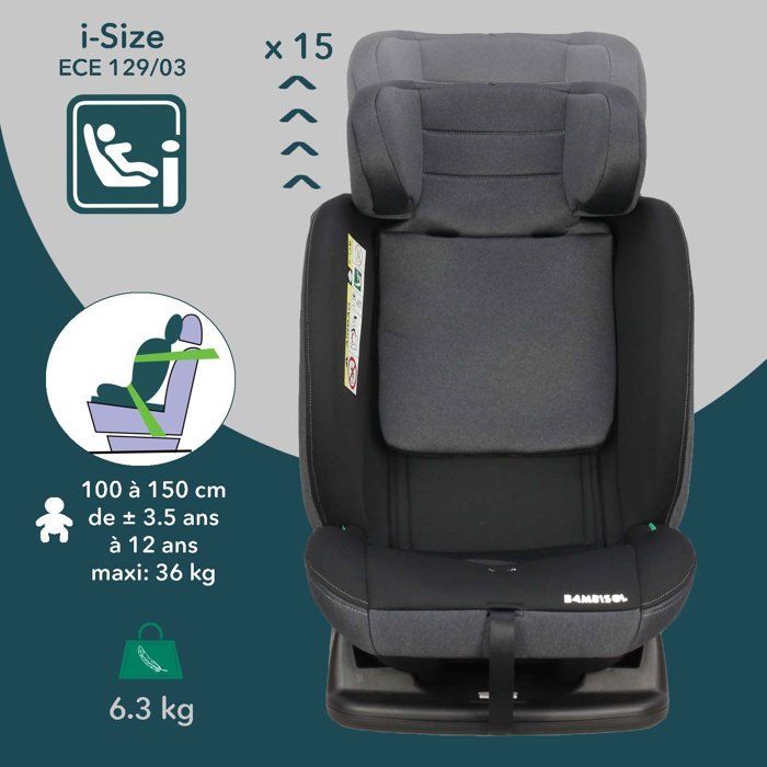 Reversible and adaptable car seat - BAMBISOL - AY913PLUSN - Group 0+/1/2/3 - I-Size - Reclining - Reducer - Black