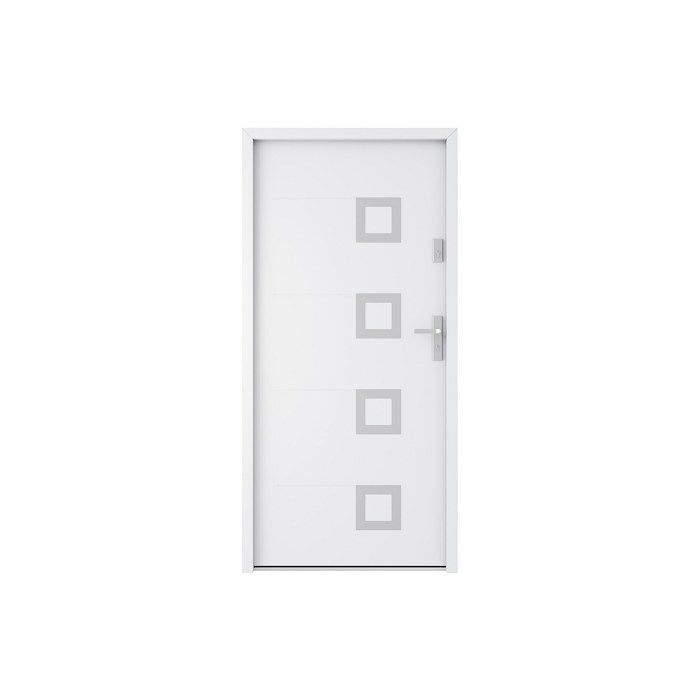 Puerta frontal de acero macizo y acero inoxidable, 207 cm de alto x 100 cm de ancho, blanca - 55 mm de espesor - apertura a la izquierda - TIFANA