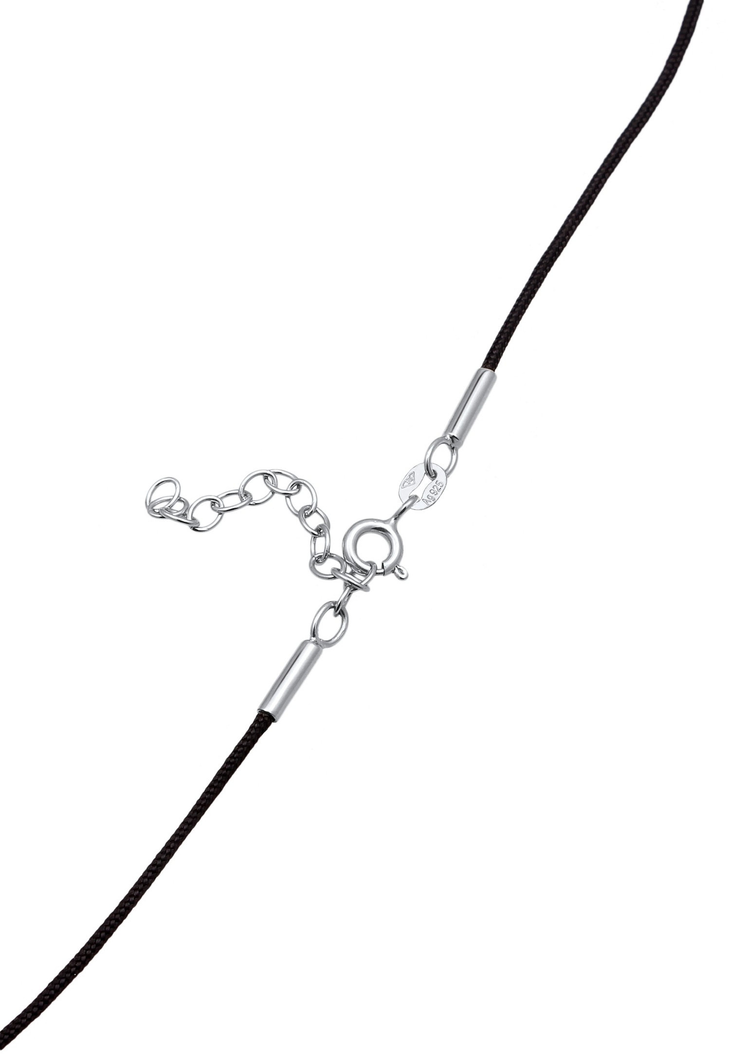 Elli Elli Choker Femmes Pendentif Goutte Chaîne de Nylon Noir Argent Sterling 925 Party / Nouvel An 36 cm