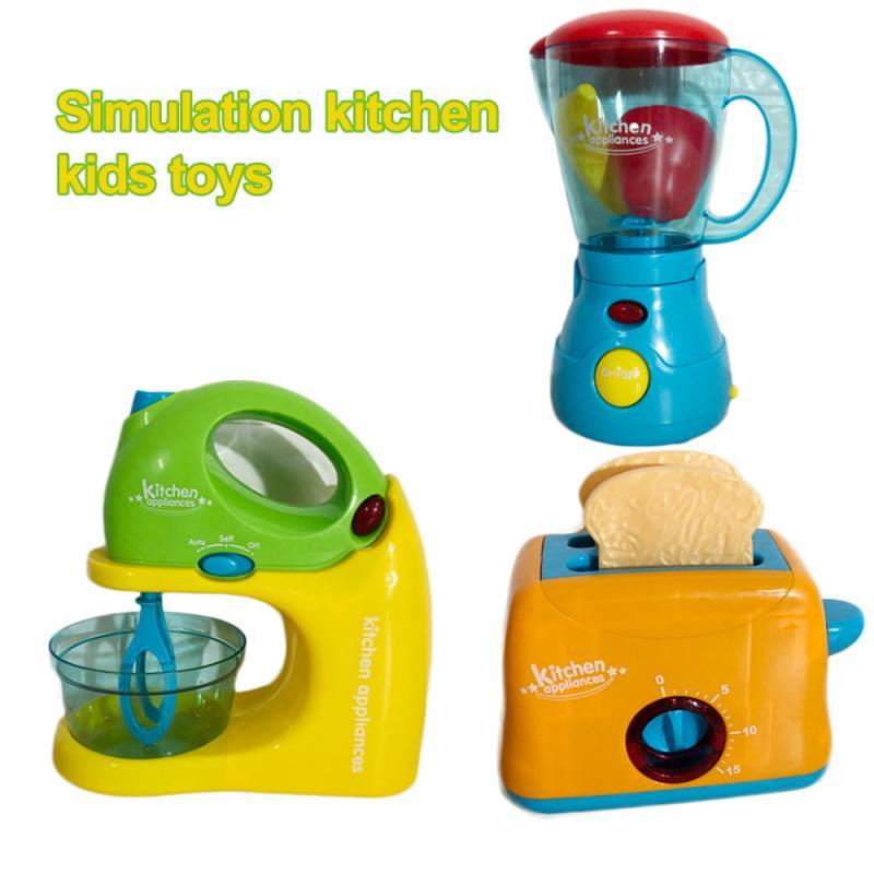 Kinderspeelhuis met keukenspeelgoed, broodmachine, fruitpers, simulatie van kleine huishoudelijke apparaten, speelgoedserie
