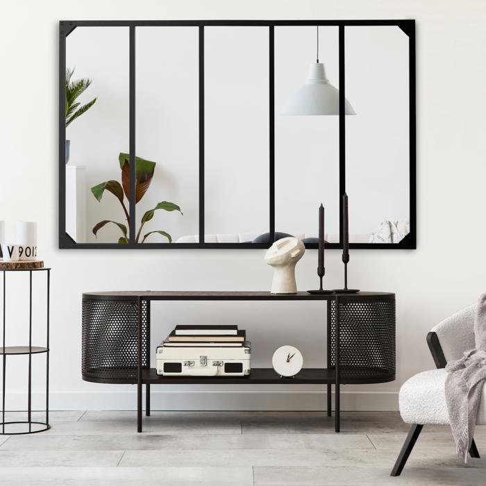 IDMARKET Industrial design 5-band glass-fronted mirror 140x84 cm