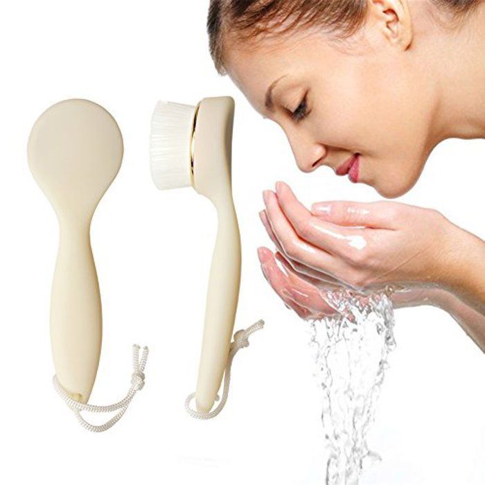 Cepillo de limpieza facial ultrasuave con mango y orificio para colgar, cepillo de masaje para la limpieza de poros faciales, O