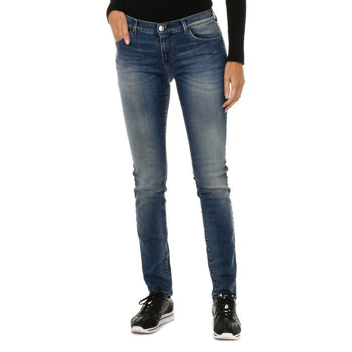 Calça jeans feminina comprida 6X5J23-5D0FZ-Azul