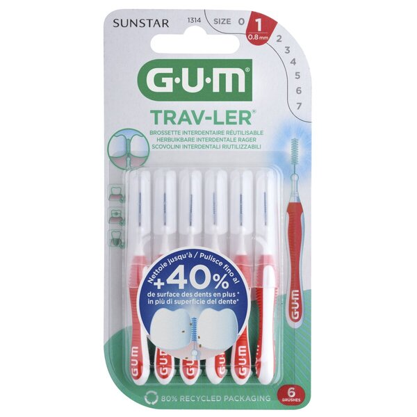 GUM Trav-Ler Interdentary Ragers<br>0.8mm, 6 bucăți