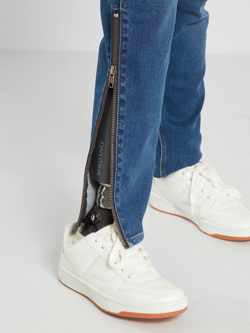 Jeans met hoge taille en rechte pijpen - makkelijk aan te trekken - BLAUW