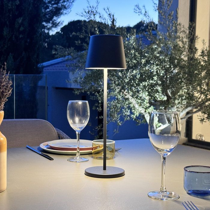 Lampe de table sans fil - LUMISKY - KELLY ROCK - Aluminium gris - LED blanc dimmable - Rechargeable - H38 cm