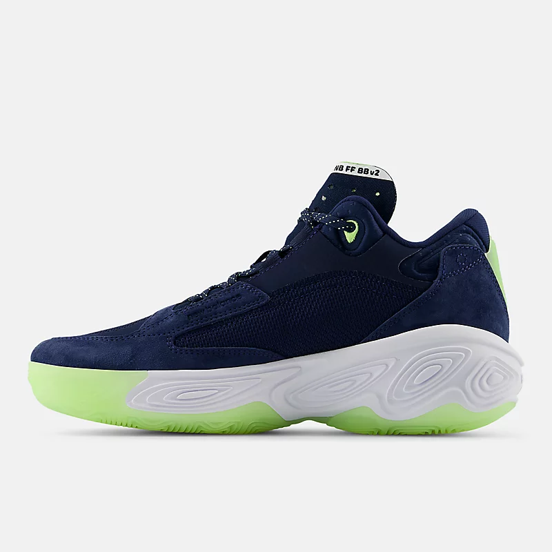Fresh Foam BB v2 masculino - NB Navy com brilho verde limão e sal marinho