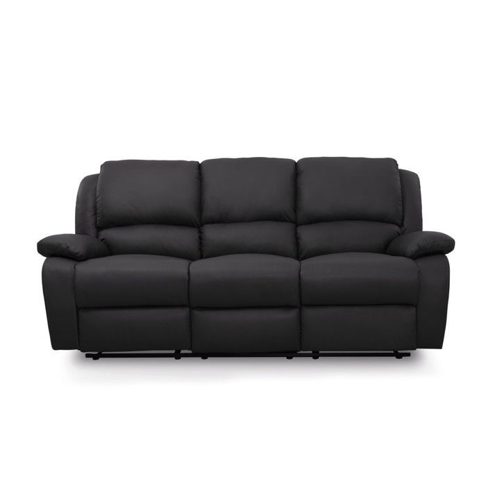 LEO 3-Sitzer-Relaxsofa in Kunstleder - Schwarz - B 193 x T 93 x H 96 cm - LOUNGITUDE