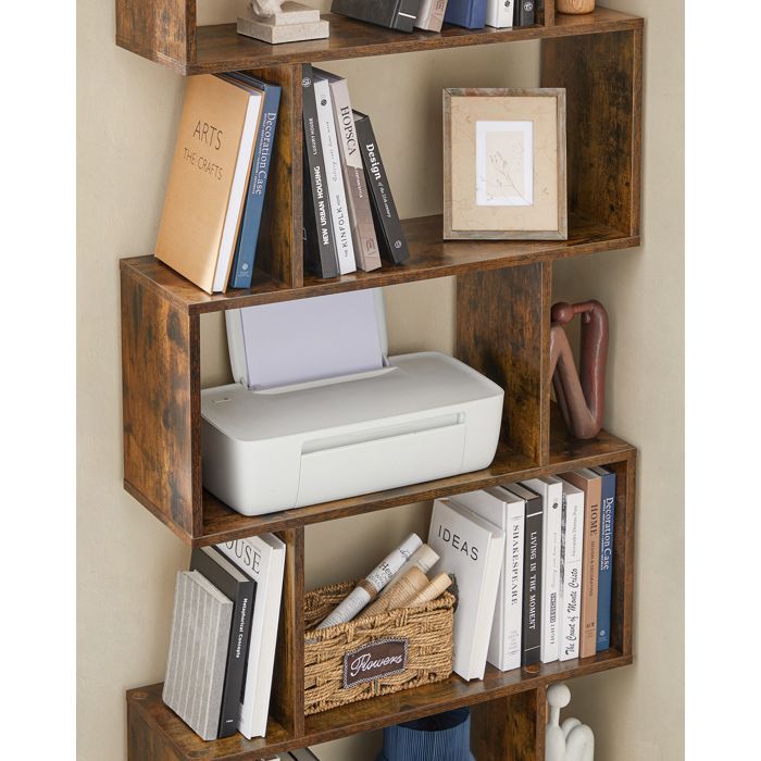 Libreria a 6 ripiani, 24 x 70 x 191,6 cm, mobile contenitore, divisorio per ambienti, moderno, marrone rustico