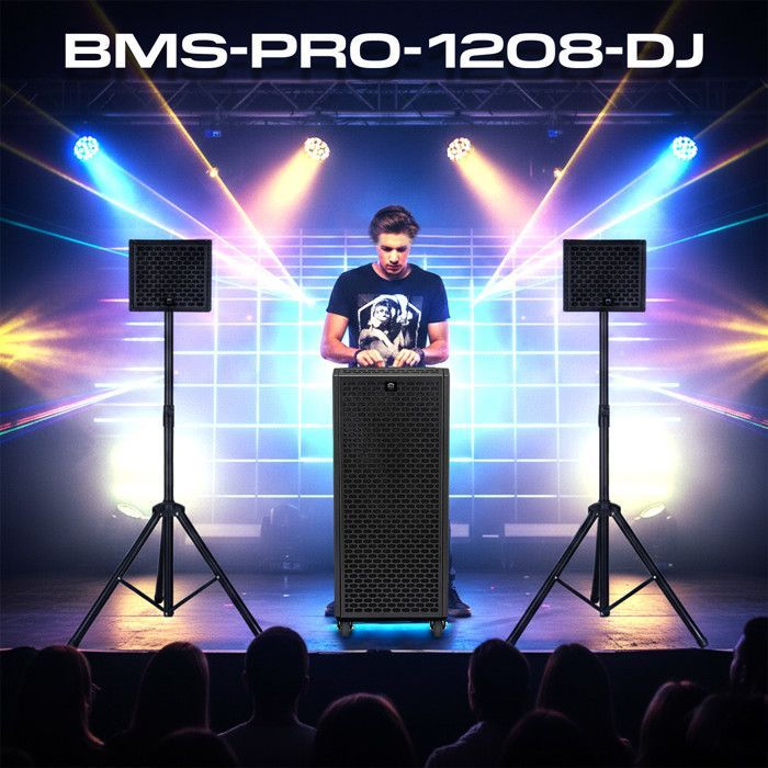 Pack Sonorisation complet BM SONIC BMS-PRO1208-DJ 2000W SUB AMPLIFIE 700W RMS +2x SAT 150W, 2x Bluetooth, 2x USB, Optique AUX FM