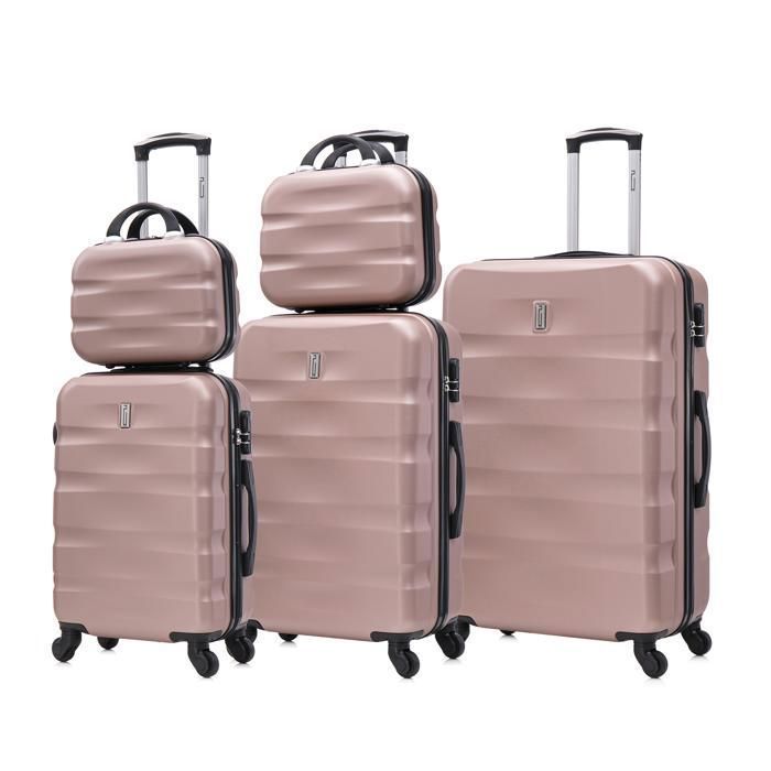 CELIMS FRANCE – Aerowave 5-teiliges Gepäckset | Gepäckset | Schloss | Leicht und robust | Roségold