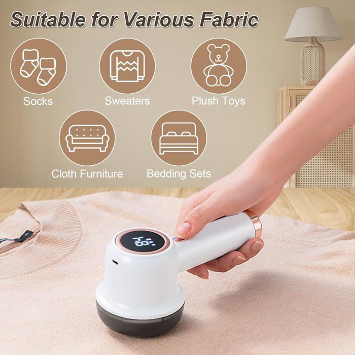 JORMFTTE Rasoir Anti-Bouloche, 3 Vitesses, 6 Lames LED pour Vêtements, Canapés, Couvertures et Rideaux Label