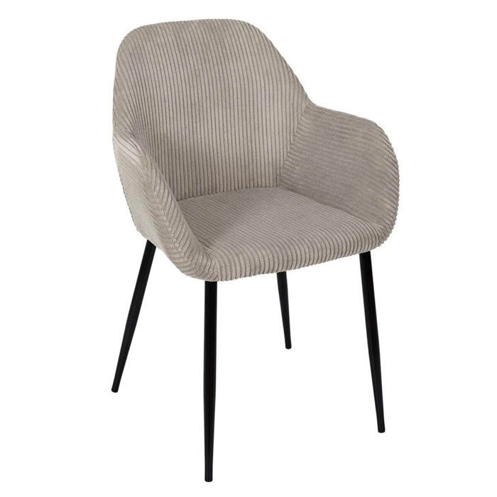 AMORY - Lot de 2 fauteuils de table en velours côtelé coloris taupe