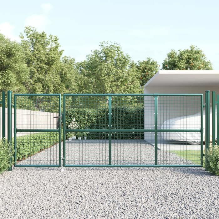 vidaXL Garden Mesh Gate, Patio Gate, Security Barrier, Outdoor Terrace Gate, Green 350x175 cm 154534