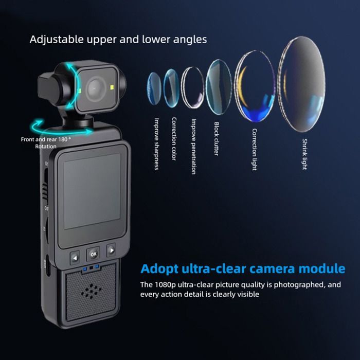 Cámara 1080p, videocámara 1080p, cámara para vlogs, multiestabilización, videocámara fotográfica de 270 y 180 grados.