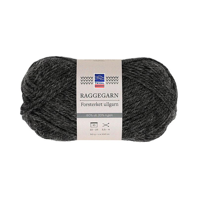 Trysil Raggegarn classic 80% wol, antraciet gemêleerd