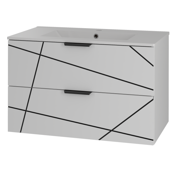 Zestaw Łazienkowy 80cm Szafka z Umywalką Biały Mat Wood