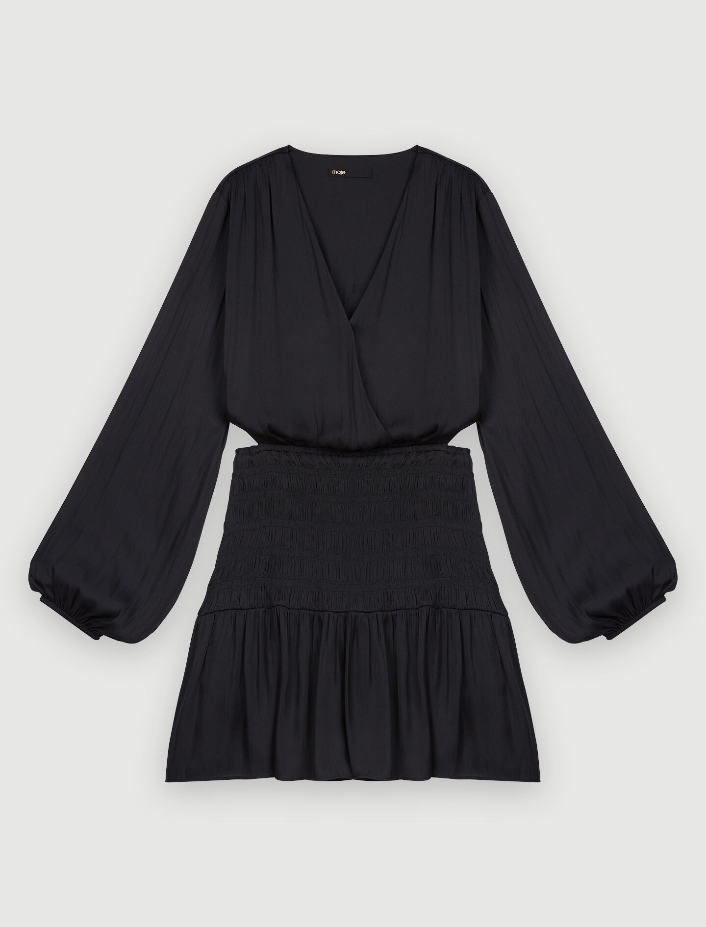 Rochie din satin cu strângere - Negru