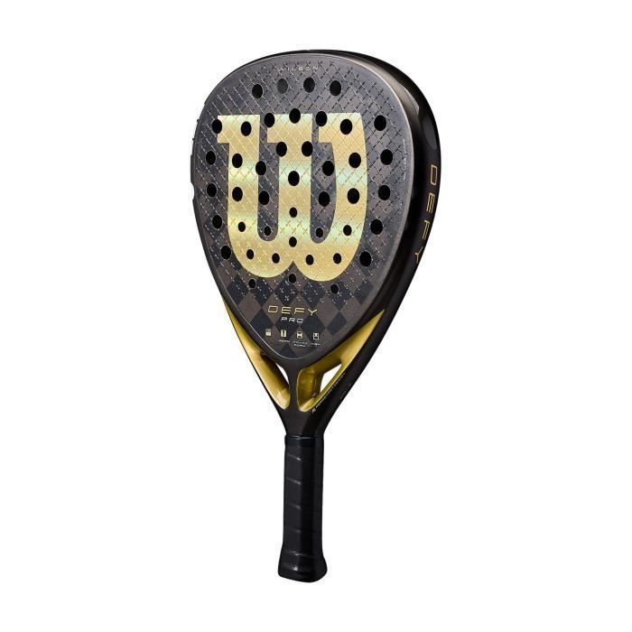 Pala de pádel Wilson Defy Pro V1 negra/dorada 370g - Potencia y efecto (2025)