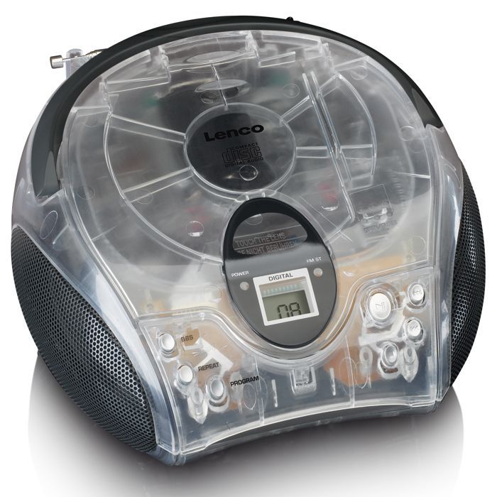 Lenco SCD-24TR - Rádio portátil com leitor de CD - Transparente