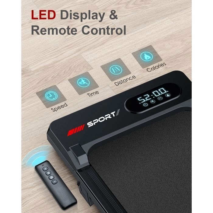 Cinta de correr y caminadora – BIGZZIA – 1-8 km/h – Inclinación del 5 % – Sistema de amortiguación de 5 capas – Control remoto y pantalla LED – Negro