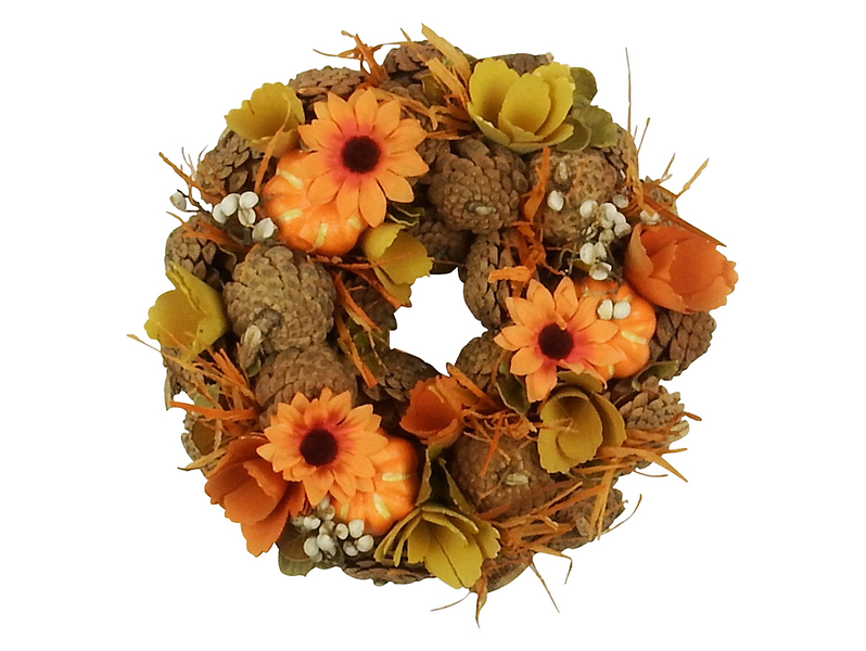 Wianek kwiaty 25cm pomarańczowy