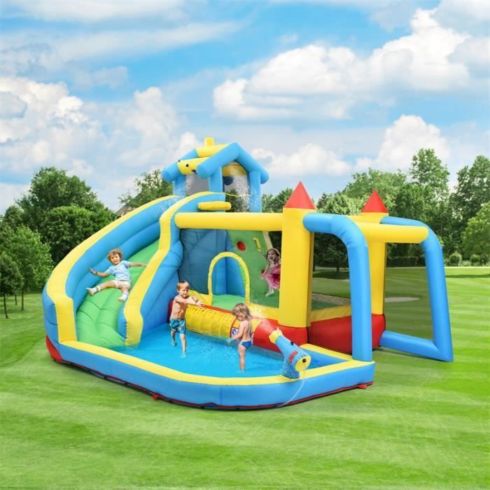 Castelo inflável 5 em 1 - DREAMMESPACE - 364x315x239cm - Para crianças de 3 a 10 anos - Tobogã e piscina