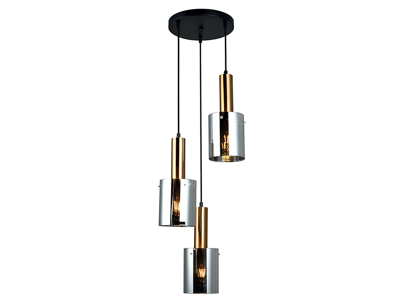 Lampa wisząca Sardo 3-punktowa stalowa srebrna