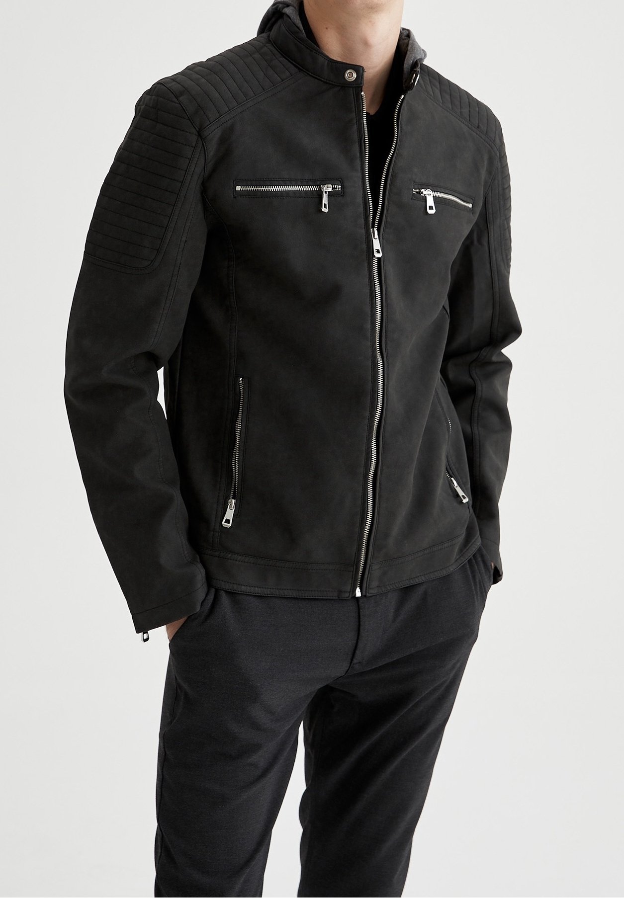 Veste en similicuir DeFacto - anthracite