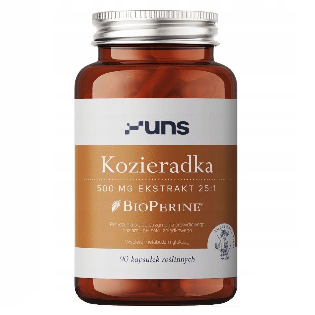 UNS Kozieradka 500 mg Ekstrakt 25:1 + Bioperine vege