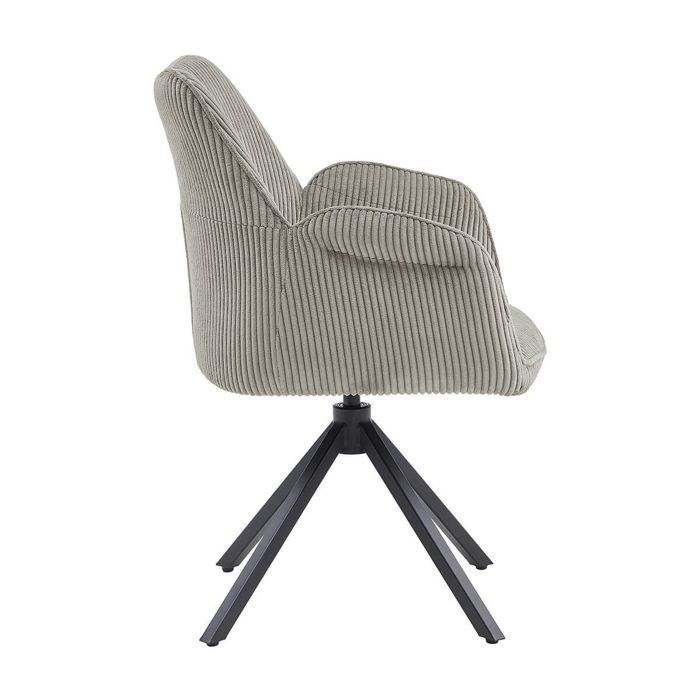DELIA - Juego de 6 sillas de comedor giratorias en tela de pana beige