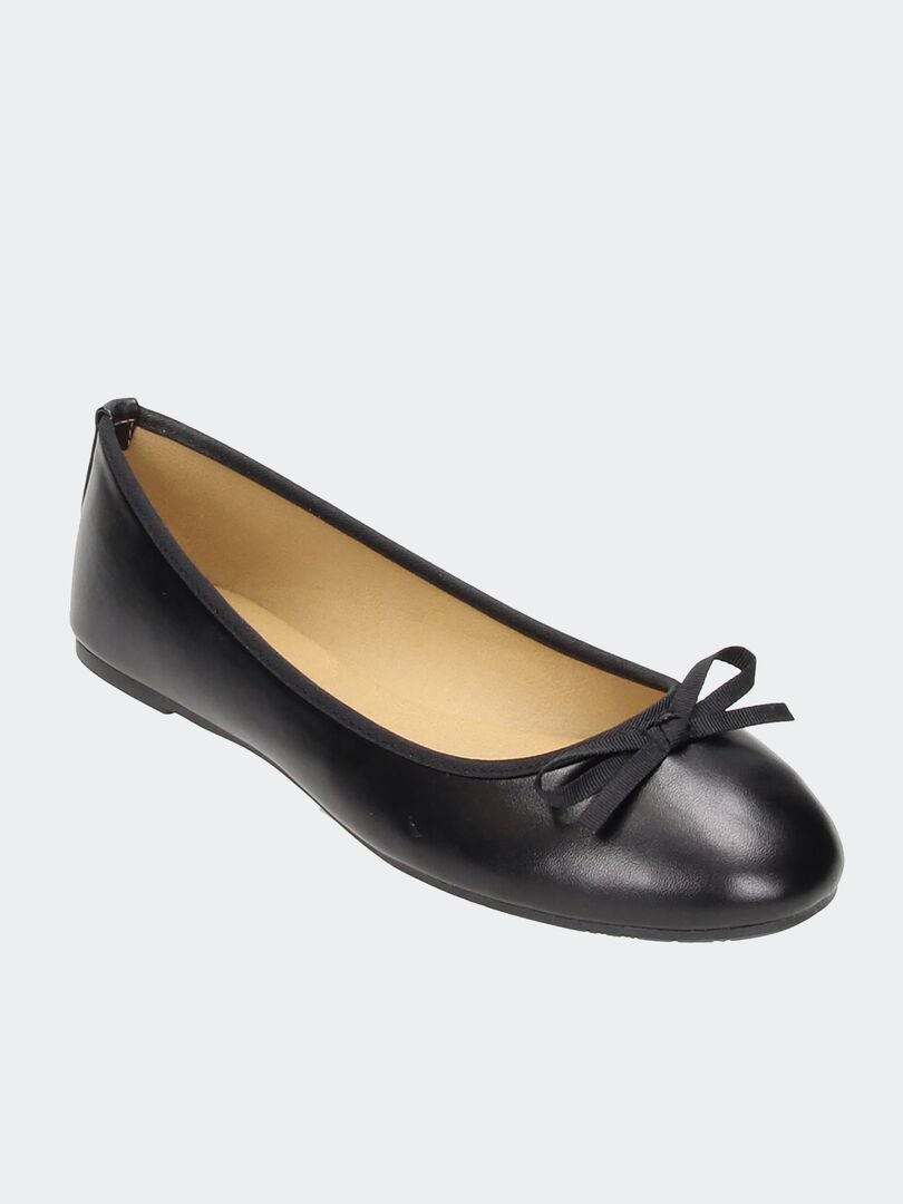 Ballerina's met strik met patroon - ZWART