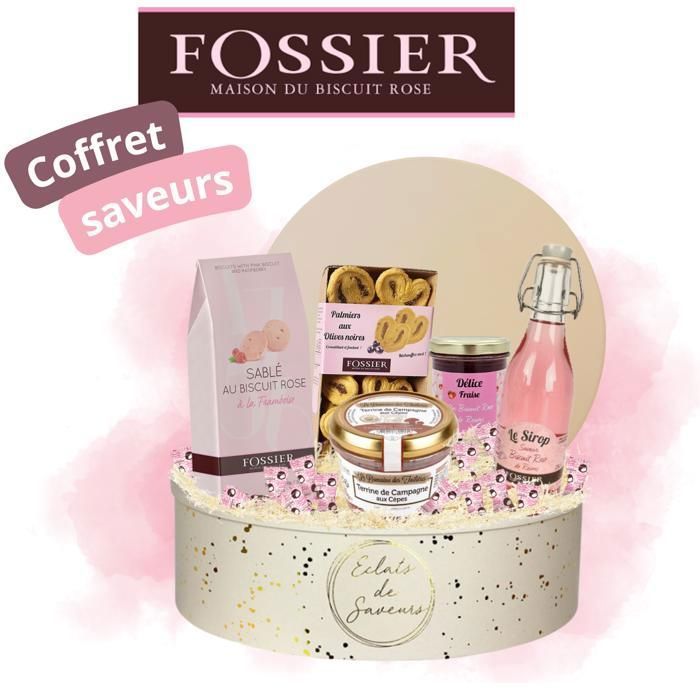 Cofanetto regalo gourmet Fossier & Monbana | Biscotti, marmellata, sciroppo, marshmallow, terrina e pasta sfoglia | Perfetto come regalo di Natale