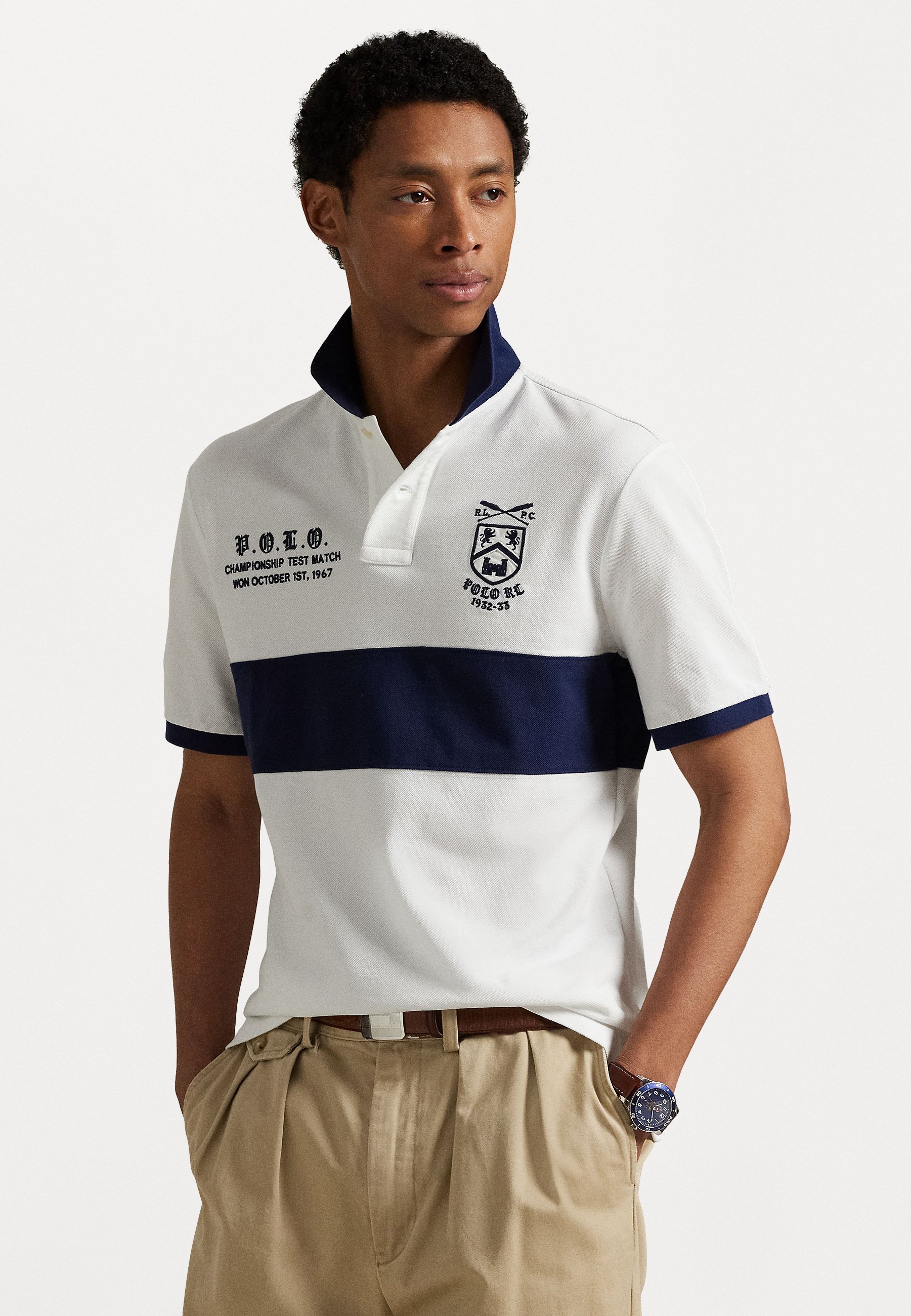 Polo Ralph Lauren CLASSIC FIT GRAPHIC POLO SHIRT - Polo - blanc/bleu marine