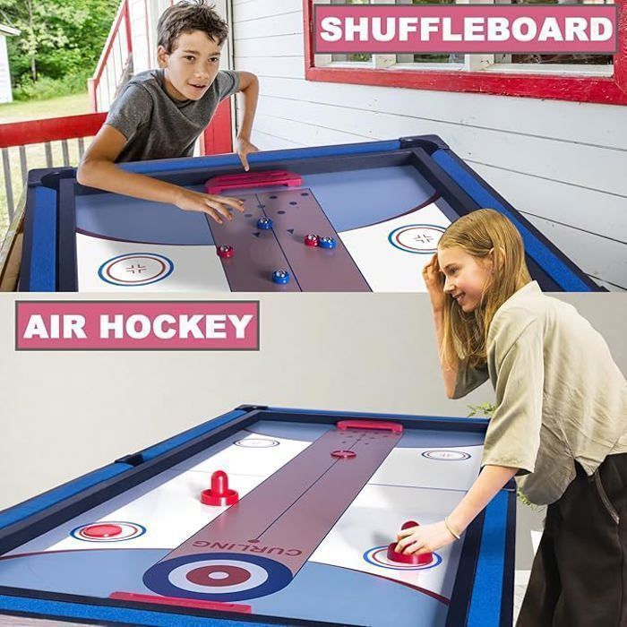 Tavolo da gioco pieghevole multifunzione 5 in 1 HLC: ping pong, shuffleboard, biliardo, bowling, air hockey, 137x68,5x78,5 cm