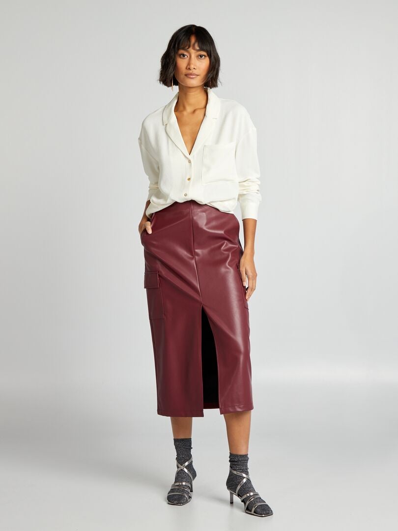 Chemisier maniche lunghe con collo stile pigiama - BIANCO