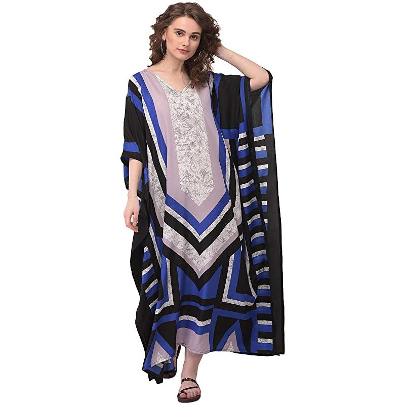 Robe maxi longue imprimée style caftan, robe de plage grande taille pour femme, robe de soirée