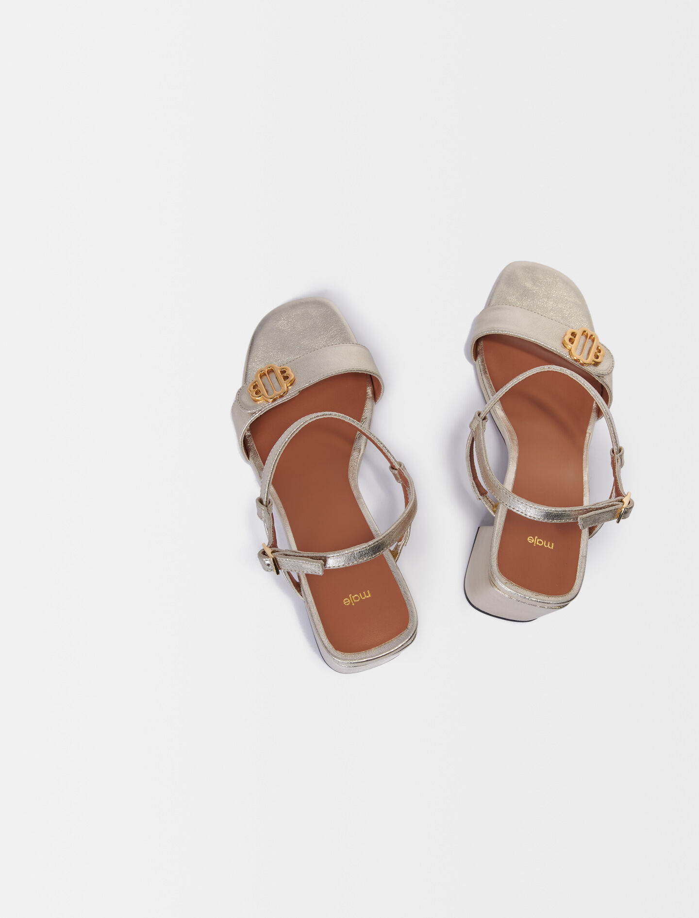 Metallic leren sandalen - of