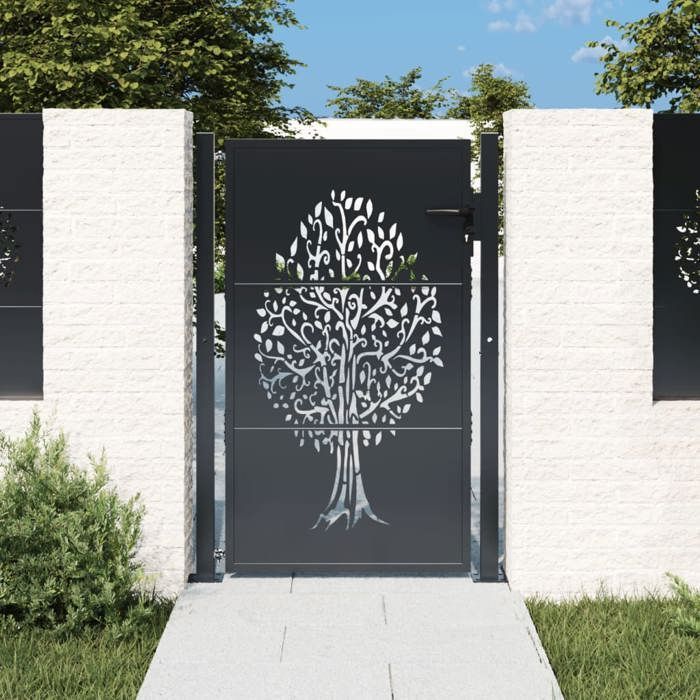 Puerta de jardín vidaXL, puerta de patio con sistema de cierre y 3 llaves, puerta de terraza o jardín exterior, 153157