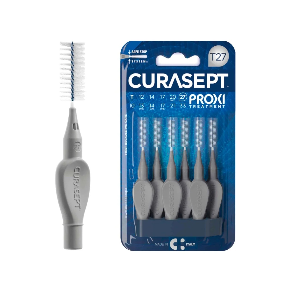 CURASEPT Curasepet Proxi Treatment T27 ISO 7 Cepillo interdental gris de 2,7 mm, 6 unidades para el cuidado dental