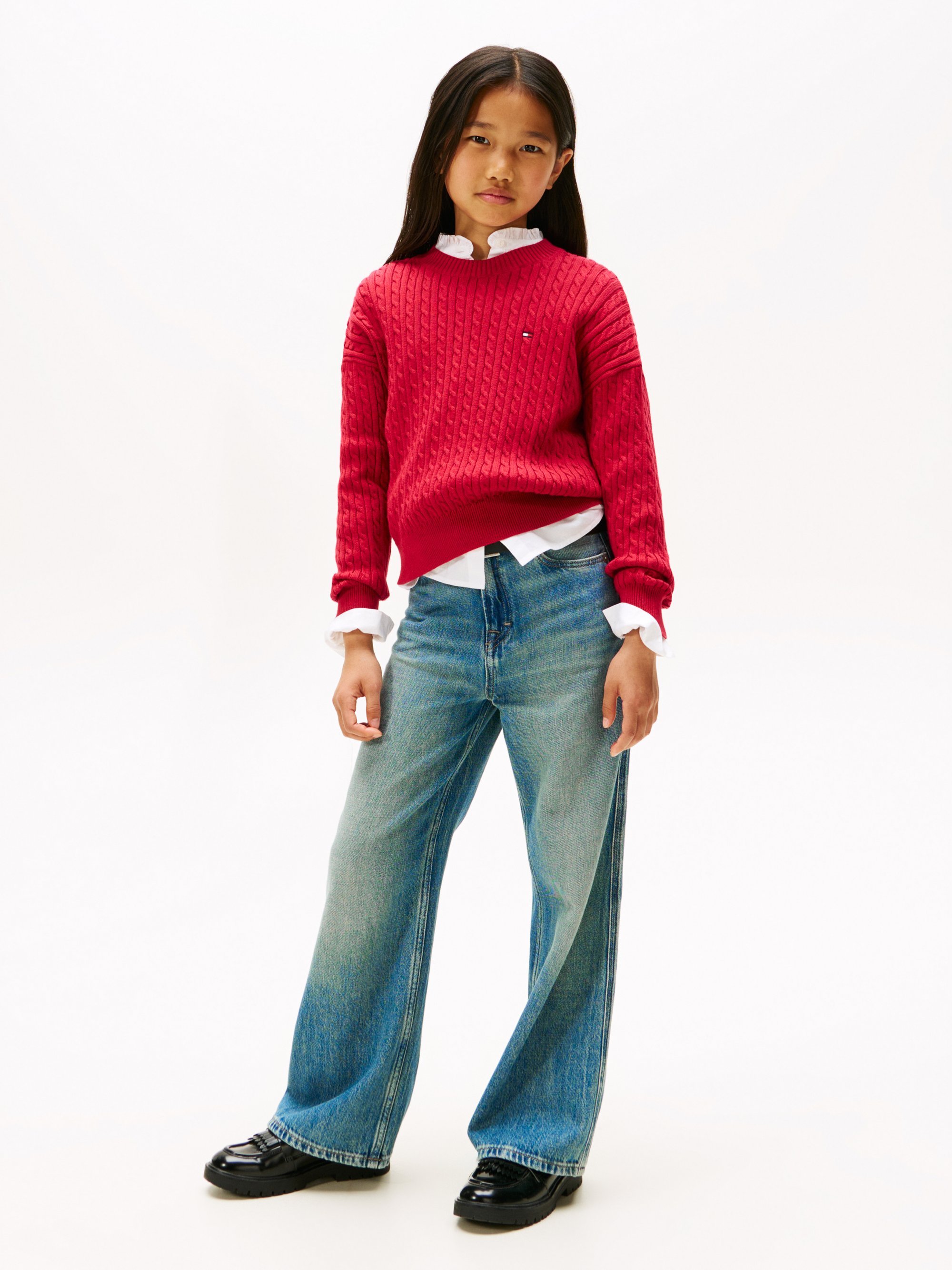 Tommy Hilfiger kabeltrui - trui - robijnrood