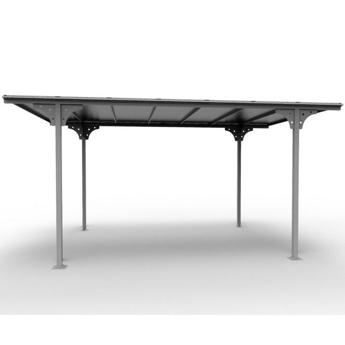 Carport en aluminium toit plat 14,70m² - Gris anthracite