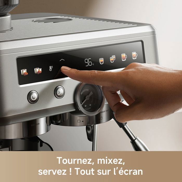 MOVA S20 Pro – Machine Espresso avec Broyeur Intégré, Pression 20 Bars, Double Chaudière & Mousseur à Lait, Argent