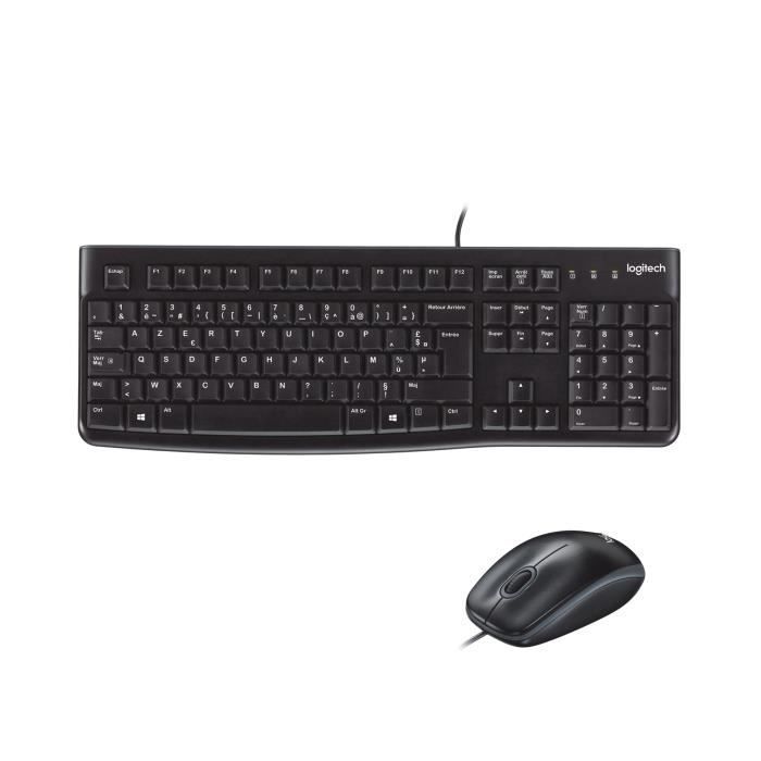 Combo de teclado y ratón con cable Logitech MK120 - AZERTY - Negro