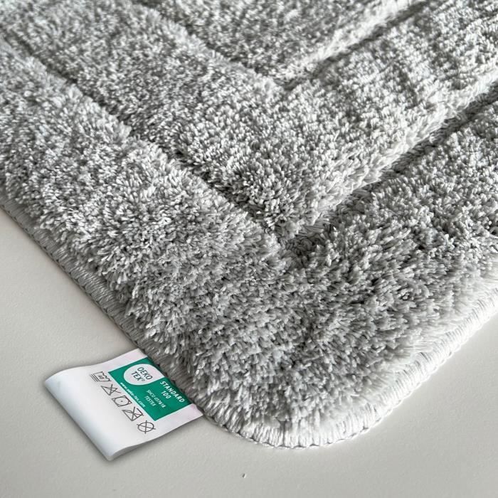 Alfombrilla de baño rectangular Atlantis con base antideslizante, gris plata, 40 x 60 cm