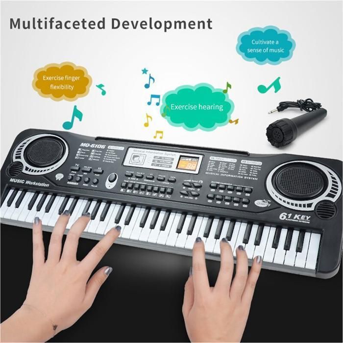 Teclado electrónico digital, piano eléctrico de 61 teclas, teclados de juguete musical para niños de 3 a 12 años.