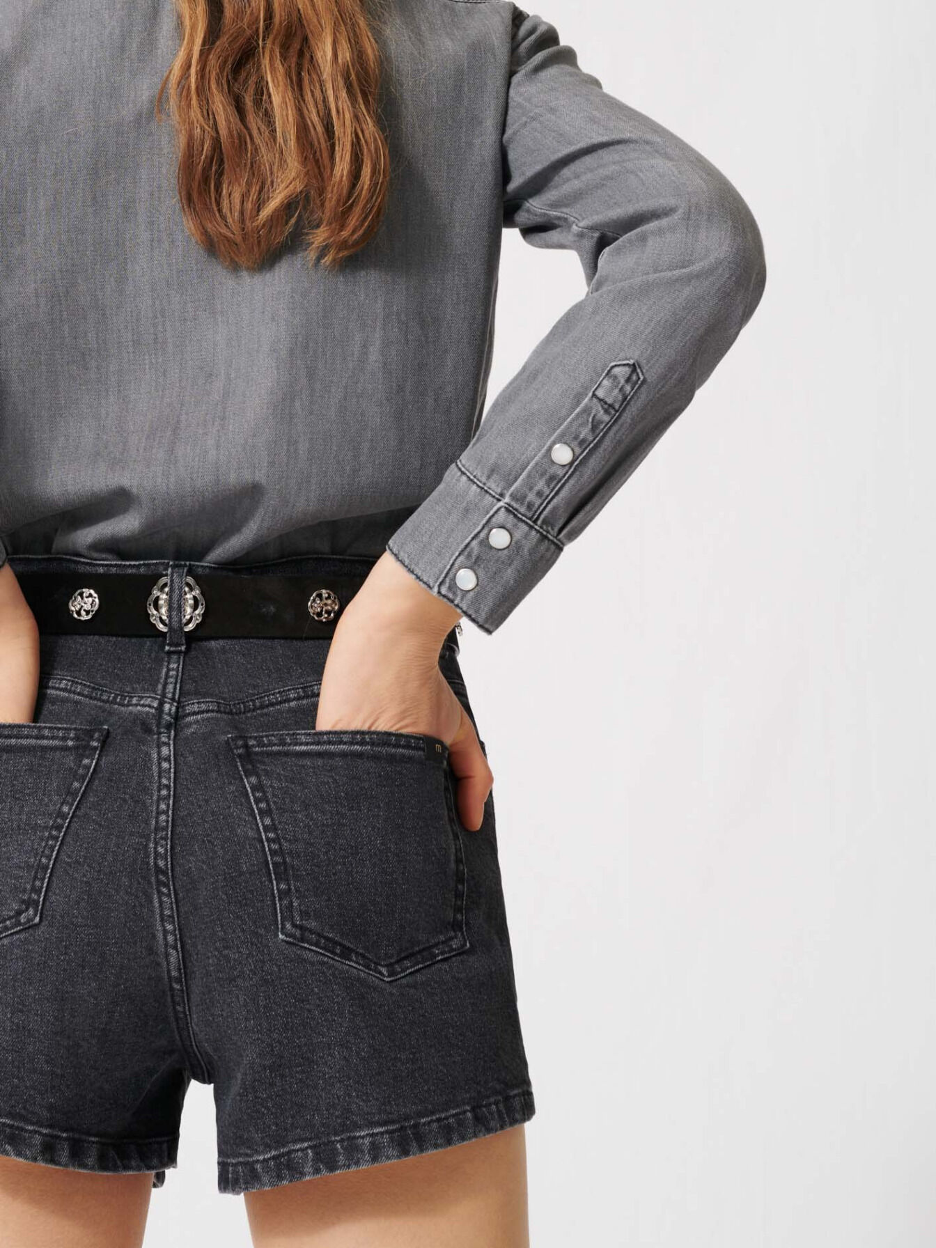 Trompe l'oeil denim jumpsuit - Zwart