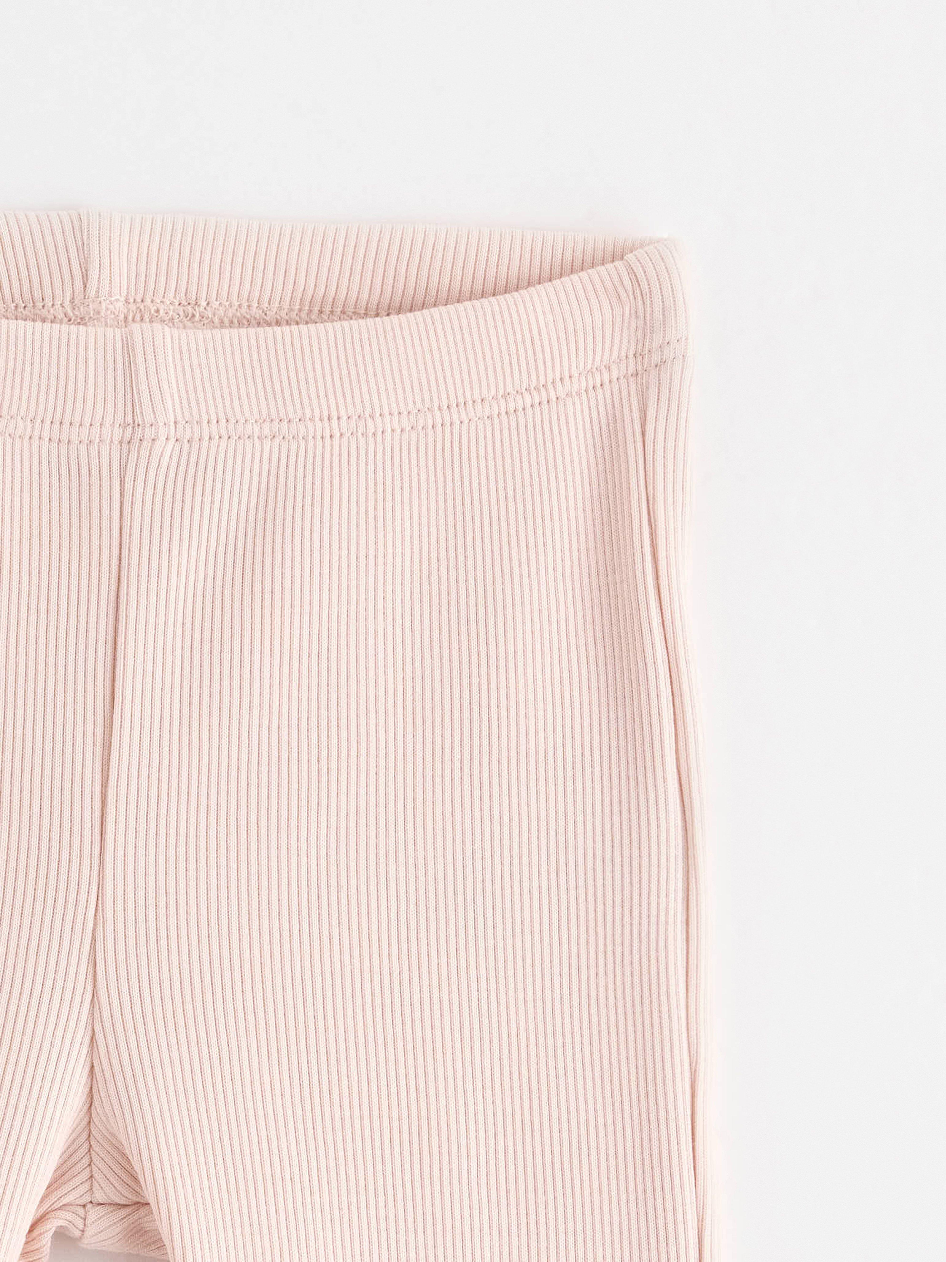 Ribbede leggings lys rosa