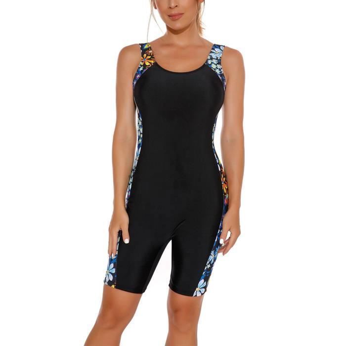 Costume da bagno intero da donna iiniim, tankini con pantaloncini da sub, sportivo, ad asciugatura rapida, per surf, nuoto, body atletici, taglie S-XL, blu